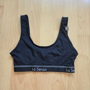 BNWT La Senza Black Unlined Bra top with logo trim size small